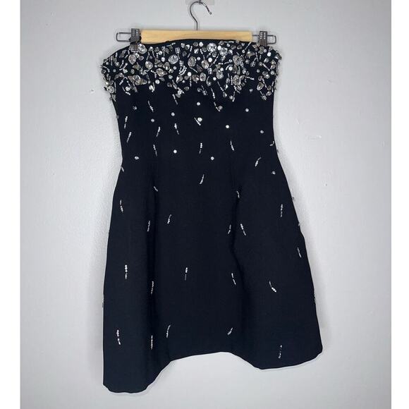 Jonathan Simkhai Arta Bustier Rhinestone Strapless Mini Cocktail Dress Black XS - Picture 3 of 13